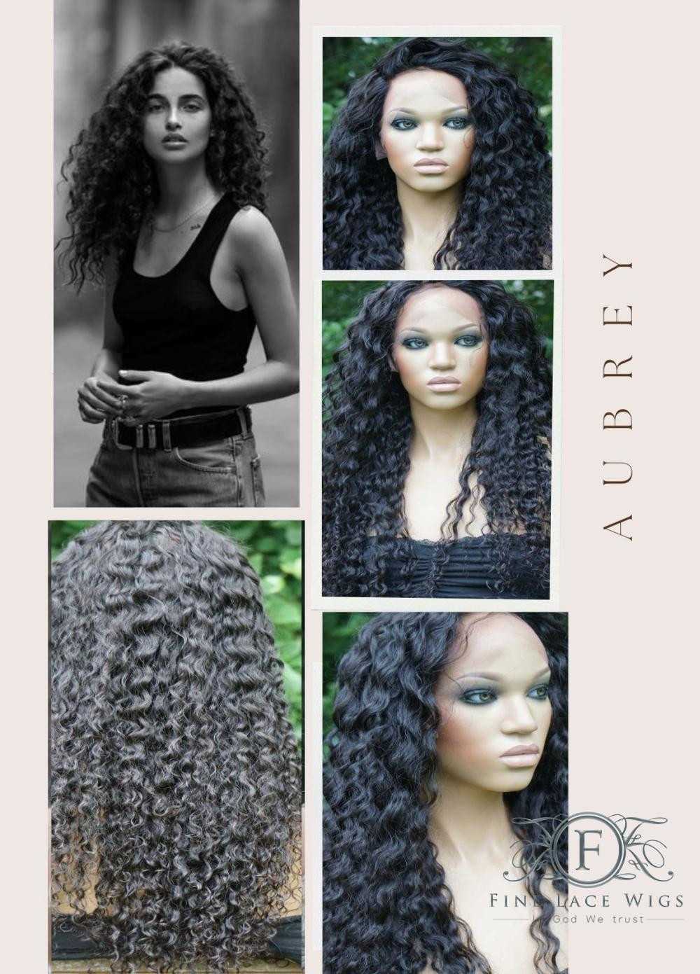 Curly human hair wig made from natural human hair.  This curly-long wig has a pre-plucked hairline, HD lace, and clean bleached 