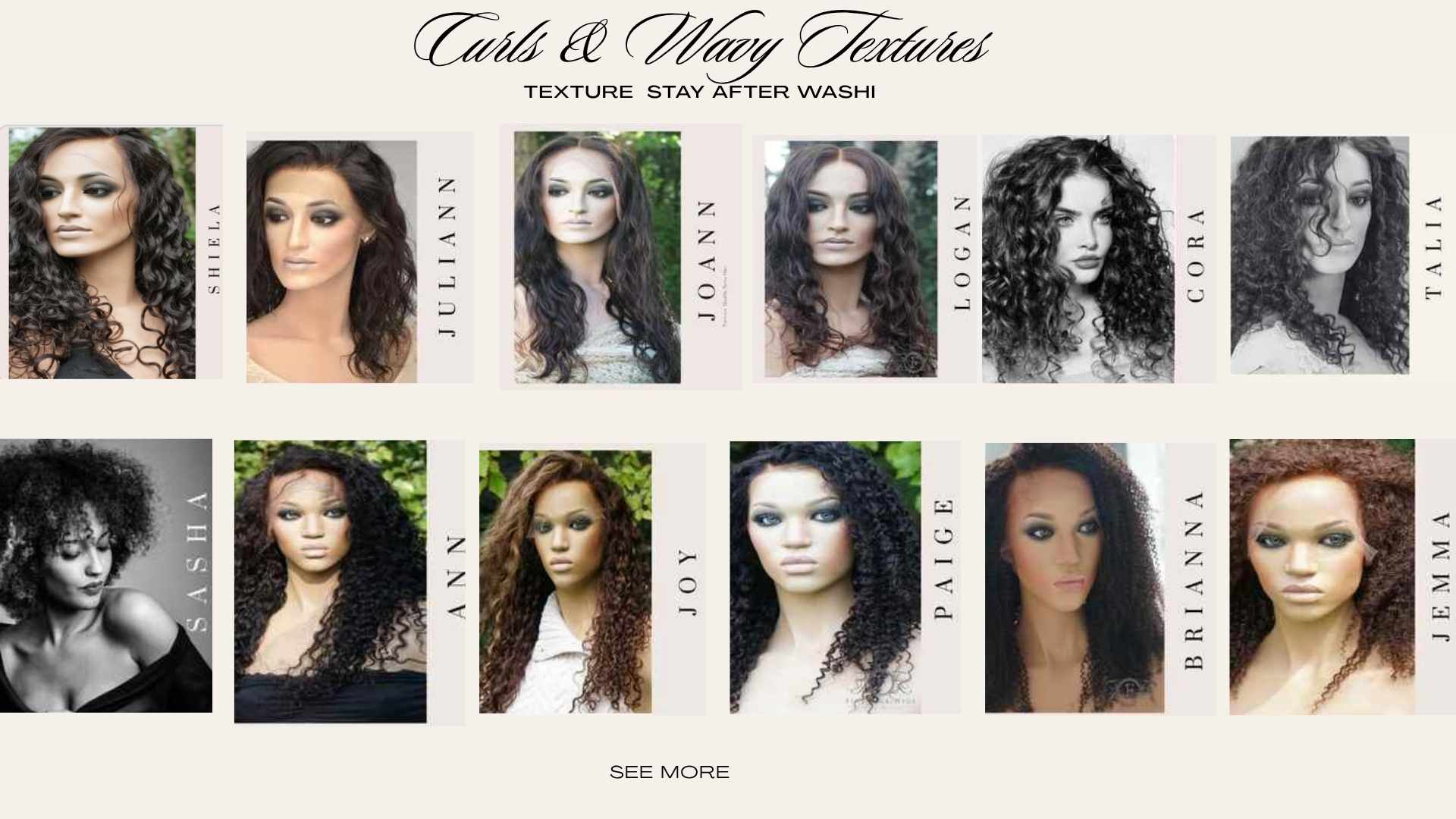 Wavy and Curly Hair Textures of Human Hair wigs 